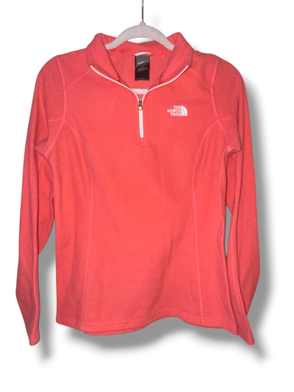 The North Face coral 1/4 zip fleece top
